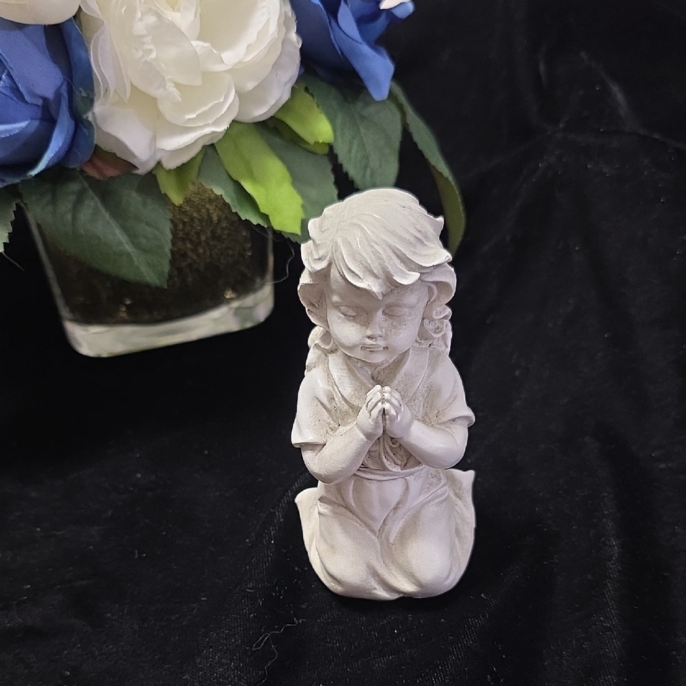 Girl Child Kneeling in Prayer Figurine,  4.5" Tall, 1980s Gently Preloved